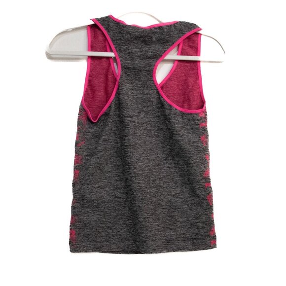Active Pro Womens Racerback Tank Top With Pink Trim & Side Panels - Heather Gray - Picture 5 of 8
